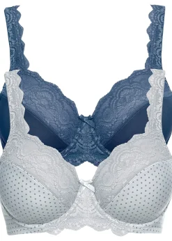 Femme bonprix Grands Bonnets D-H|Soutiens-Gorge|Lot de 2 soutiens-gorge à armatures et dentelle