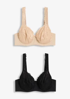 Femme bonprix Grands Bonnets D-H|Dessous|Lot de 2 soutiens-gorge à armatures et dentelle