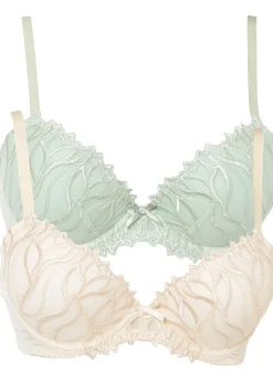 Femme bonprix Grands Bonnets D-H|Lot de 2 soutiens-gorge à coques et broderies
