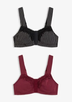 Femme bonprix Lingerie Coton|Soutiens-Gorge|Lot de 2 soutiens-gorge à fermeture devant, sans armatures