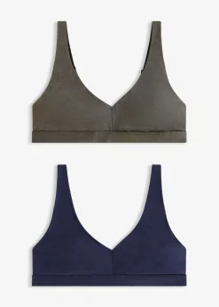 bonprix Lot de 2 soutiens-gorge bralette coton sans armatures|Femme Lingerie Coton|Soutiens-Gorge