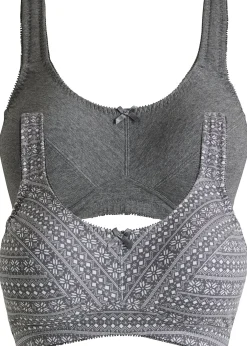 bonprix Lot de 2 soutiens-gorge coton sans armatures|Femme Lingerie Coton|Soutiens-Gorge