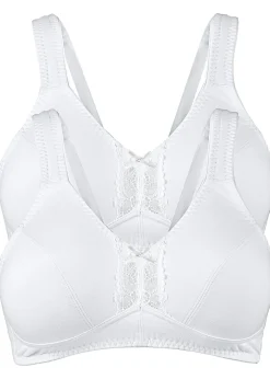 bonprix Lot de 2 soutiens-gorge coton sans armatures|Femme Grands Bonnets D-H|Basiques