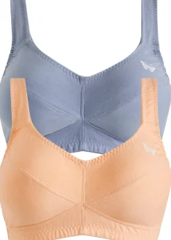 bonprix Lot de 2 soutiens-gorge coton sans armatures|Femme Grands Bonnets D-H|Basiques