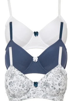 bonprix Lot de 3 soutiens-gorge coton à armatures|Femme Lingerie Coton|Soutiens-Gorge