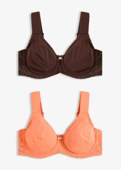 bonprix Lot de 2 soutiens-gorge coton moulés à armatures|Femme Lingerie Coton|Soutiens-Gorge