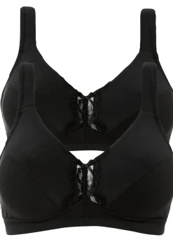 Femme bonprix Grands Bonnets D-H|Basiques|Lot de 2 soutiens-gorge coton sans armatures