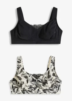 Femme bonprix Grands Bonnets D-H|Lot de 2 soutiens-gorge coton sans armatures