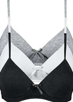 bonprix Lot de 3 soutiens-gorge coton à coques sans armatures|Femme Basiques|Lingerie Coton