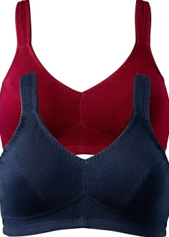 bonprix Lot de 2 soutiens-gorge coton sans armatures|Femme Grands Bonnets D-H|Basiques