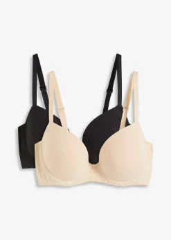 Femme bonprix Basiques|Lingerie Coton|Lot de 2 soutiens-gorge coton à coques et armatures