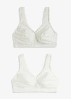 Femme bonprix Soutiens-Gorge|Grands Bonnets D-H|Lot de 2 soutiens-gorge coton minimiseurs sans armatures