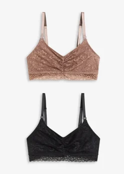 Femme bonprix Maternité|Soutiens-Gorge|Lot de 2 soutiens-gorge d’allaitement sans armatures avec dentelle et coton