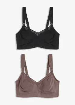 bonprix Lot de 2 soutiens-gorge d’allaitement coton sans armatures|Femme Maternité|Lingerie Coton