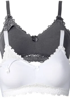 bonprix Lot de 2 soutiens-gorge d'allaitement sans armatures avec coton|Femme Grands Bonnets D-H|Maternité