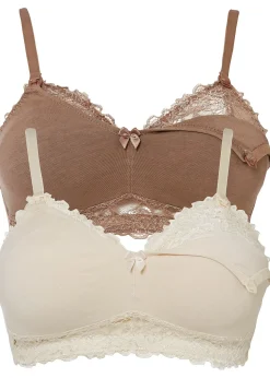 bonprix Lot de 2 soutiens-gorge d'allaitement sans armatures avec coton|Femme Grands Bonnets D-H|Maternité