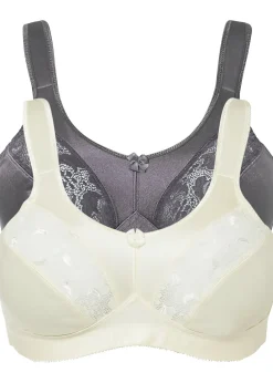 bonprix Lot de 2 soutiens-gorge grand maintien sans armatures, bretelles rembourrées|Femme Grands Bonnets D-H|Soutiens-Gorge