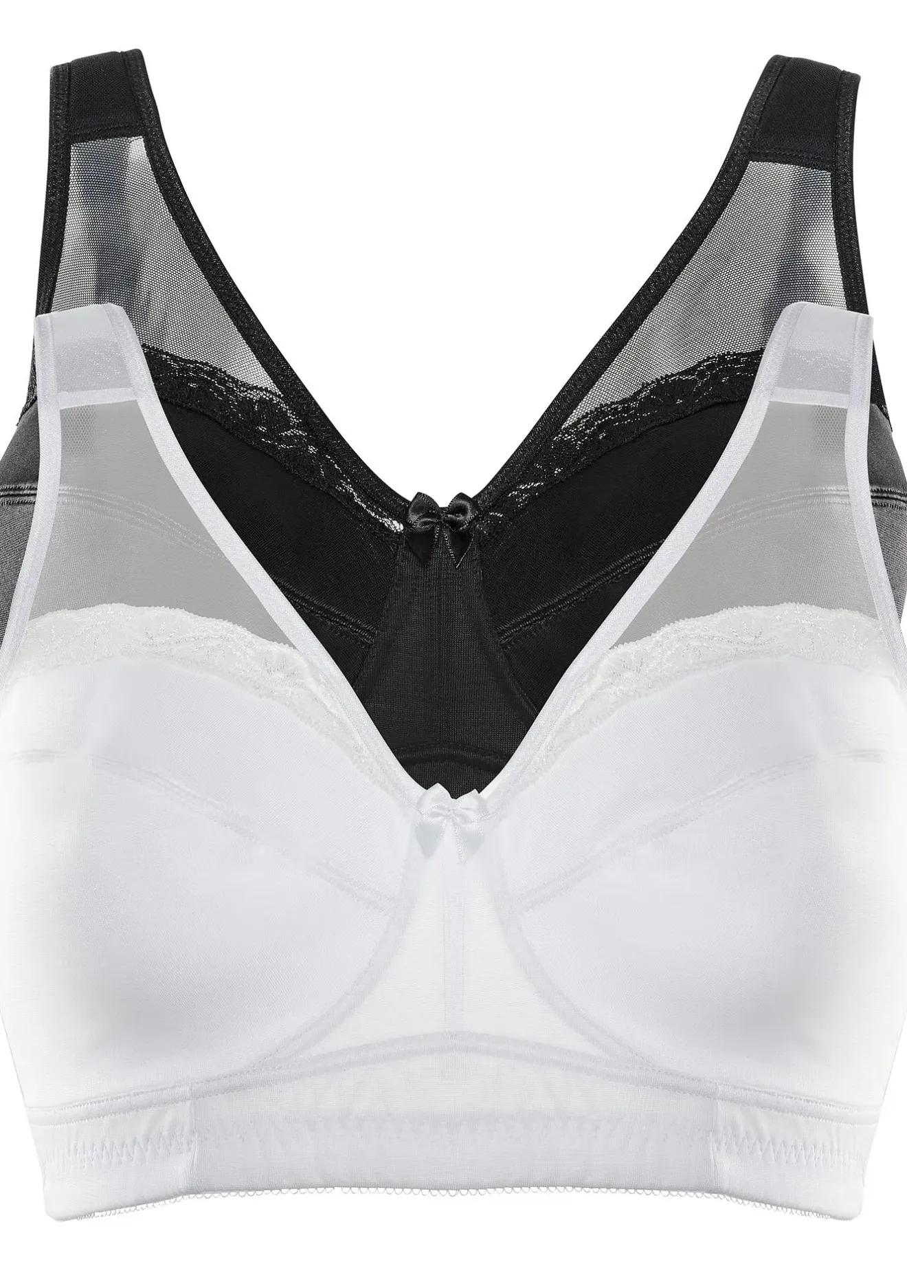 bonprix Lot de 2 soutiens-gorge grand maintien sans armatures, bretelles rembourrées|Femme Soutiens-Gorge|Grands Bonnets D-H