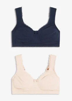 bonprix Lot de 2 soutiens-gorge minimiseurs moulés coton, sans armatures|Femme Grands Bonnets D-H|Basiques