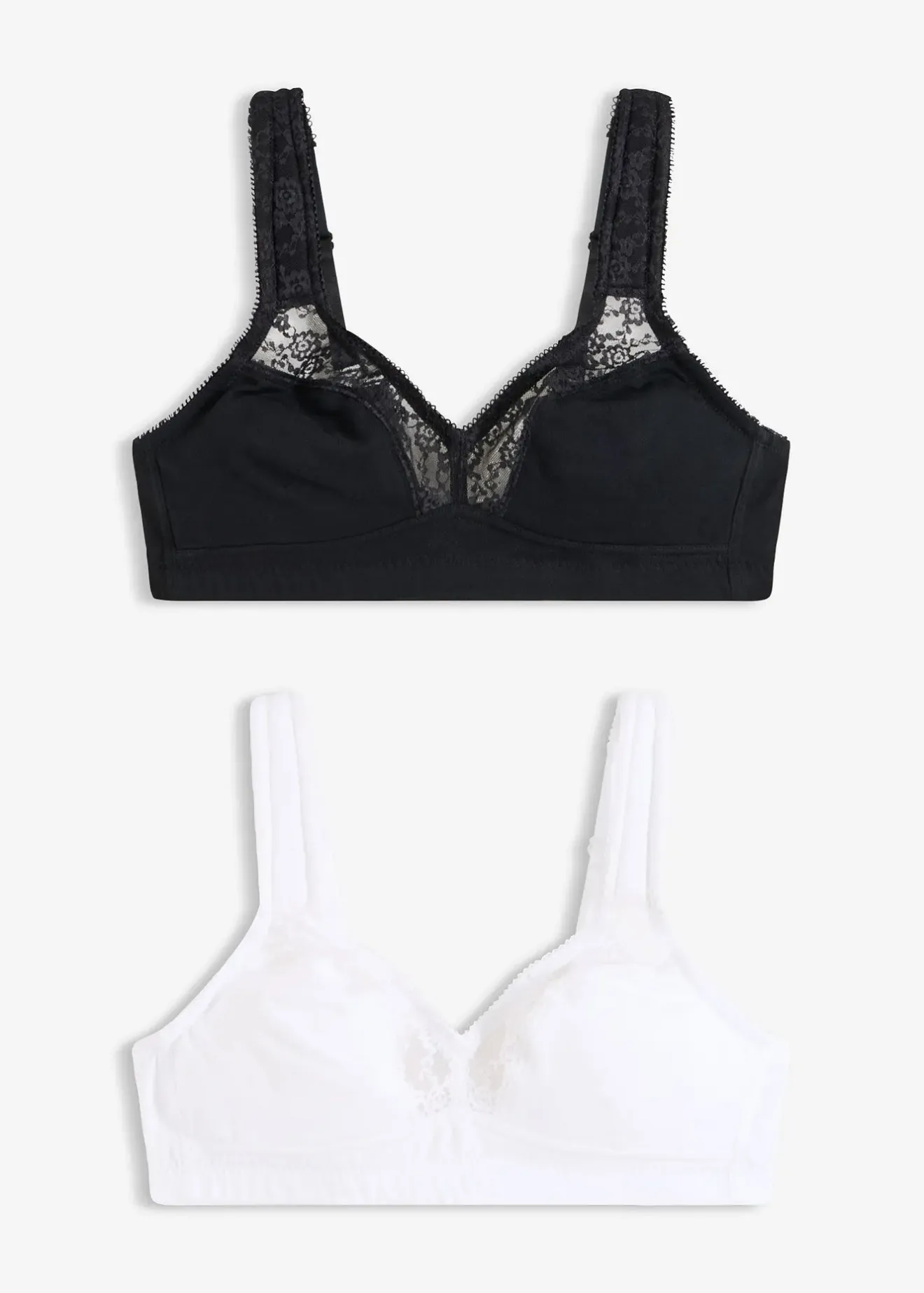 bonprix Lot de 2 soutiens-gorge minimiseurs coton sans armatures|Femme Lingerie Coton|Soutiens-Gorge