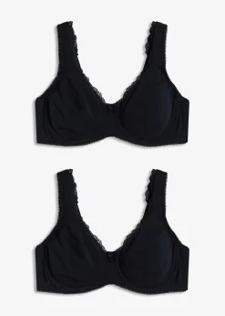 Femme bonprix Grands Bonnets D-H|Basiques|Lot de 2 soutiens-gorge minimiseurs moulés coton, avec armatures