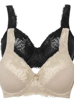 bonprix Lot de 2 soutiens-gorge minimiseurs à bretelles rembourrées|Femme Soutiens-Gorge