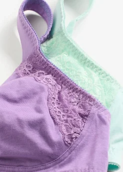 bonprix Lot de 2 soutiens-gorge moulés coton, sans armatures|Femme Lingerie Coton|Soutiens-Gorge