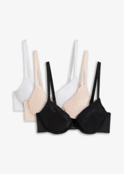 bonprix Lot de 3 soutiens-gorge push-up avec dentelle|Femme Dessous|Soutiens-Gorge