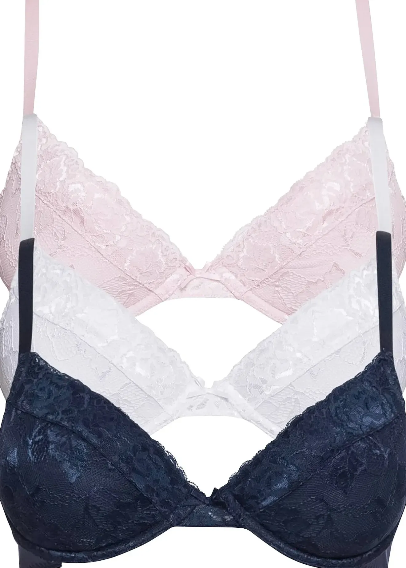 Femme bonprix Grands Bonnets D-H|Dessous|Lot de 3 soutiens-gorge push-up avec dentelle