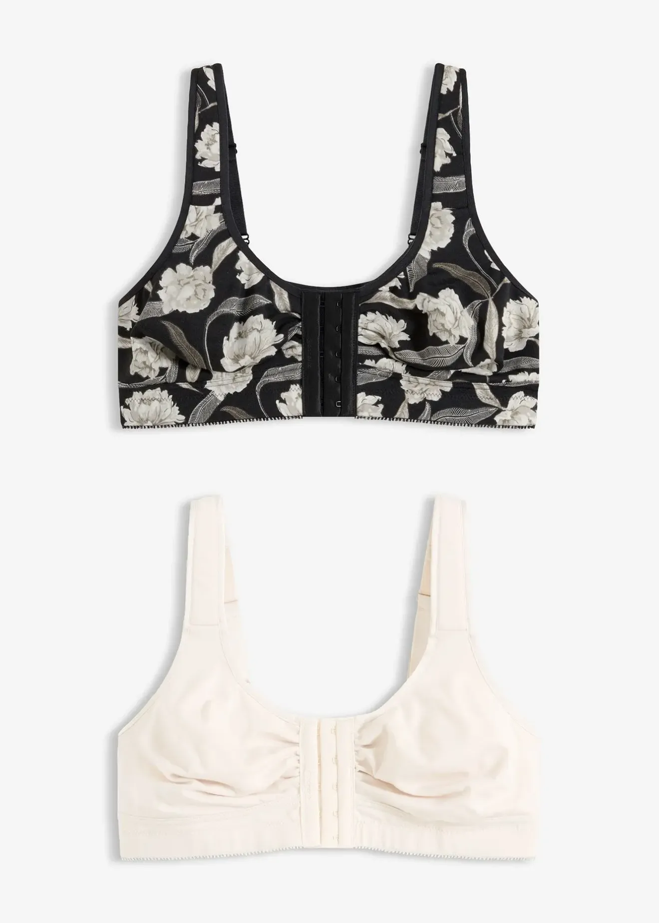 bonprix Lot de 2 soutiens-gorge sans armatures fermés devant|Femme Grands Bonnets D-H|Lingerie Coton