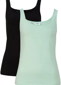 bonprix Lot de 2 tops|Femme Basiques|T-Shirts & Tops