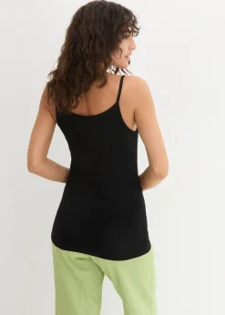 bonprix Lot de 3 tops à bretelles spaghetti 100% coton|Femme Tricots De Peau|Basiques