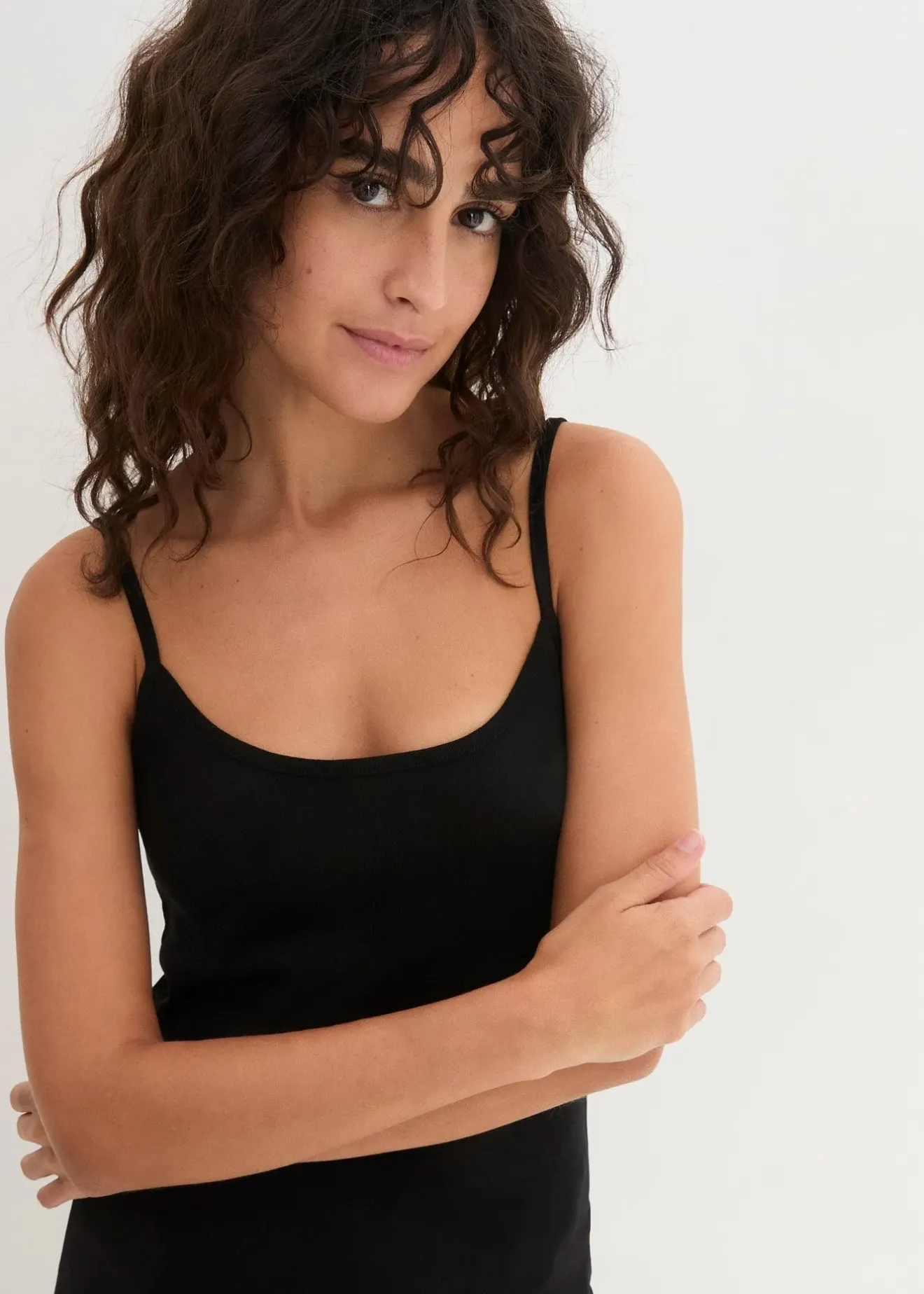 bonprix Lot de 3 tops à bretelles spaghetti 100% coton|Femme Tricots De Peau|Basiques