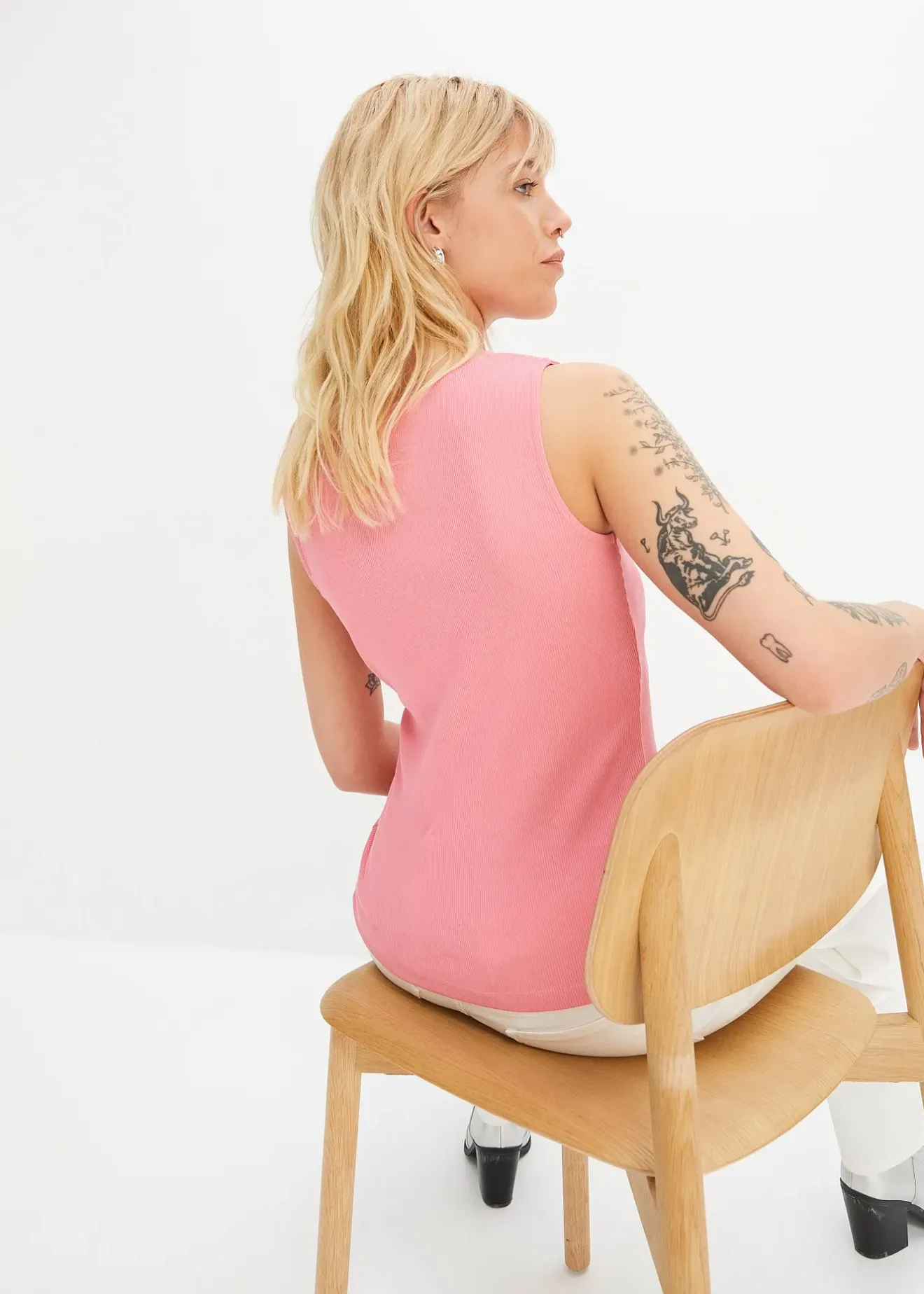 bonprix Lot de 2 tops côtelés 100% coton|Femme Basiques|T-Shirts & Tops