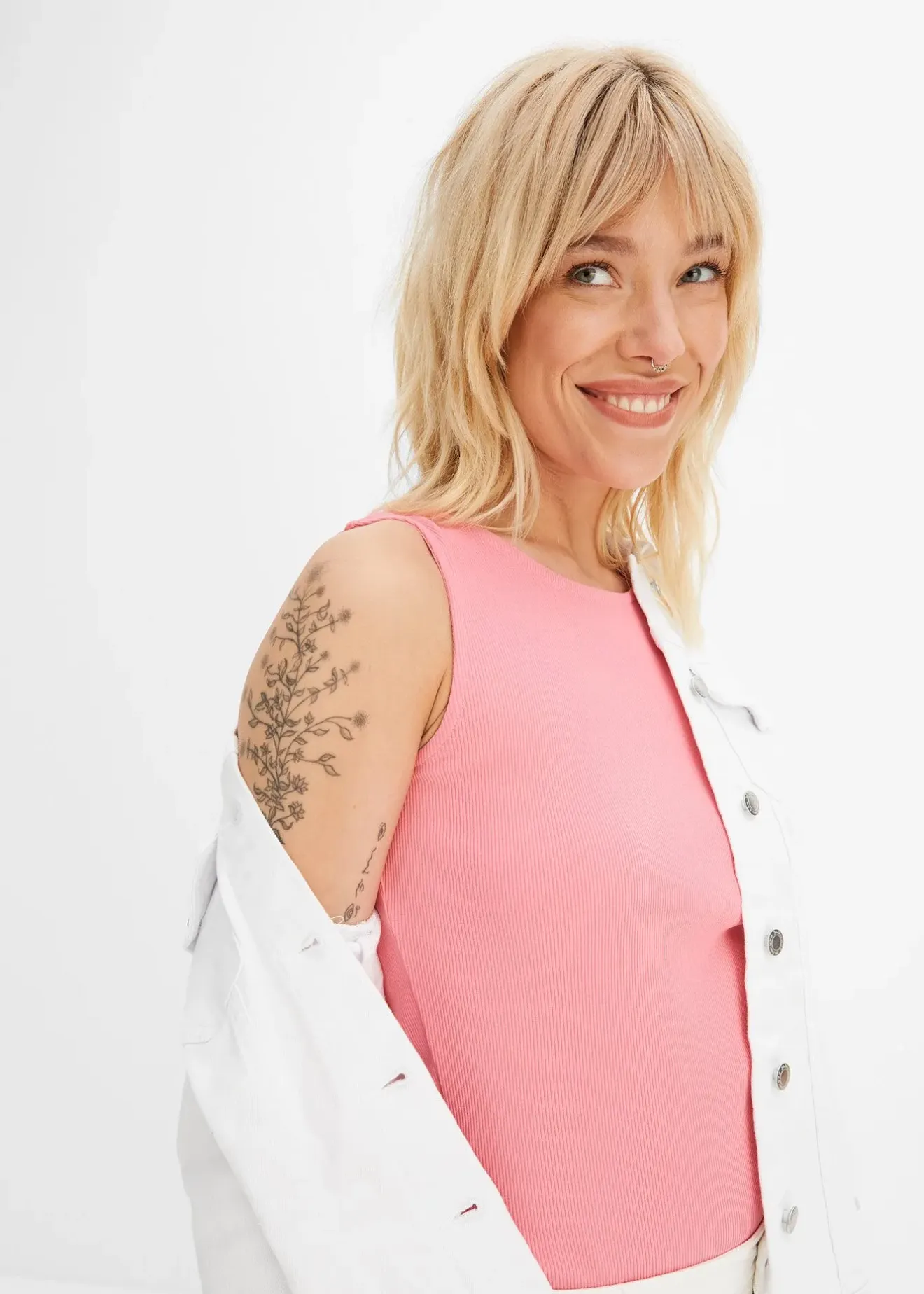 bonprix Lot de 2 tops côtelés 100% coton|Femme Basiques|T-Shirts & Tops