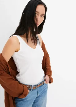 Femme bonprix T-Shirts & Tops|Lot de 2 tops côtelés 100% coton