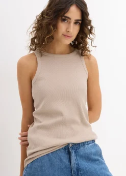 Femme bonprix Tricots De Peau|Basiques|Lot de 2 tops côtelés 100% coton