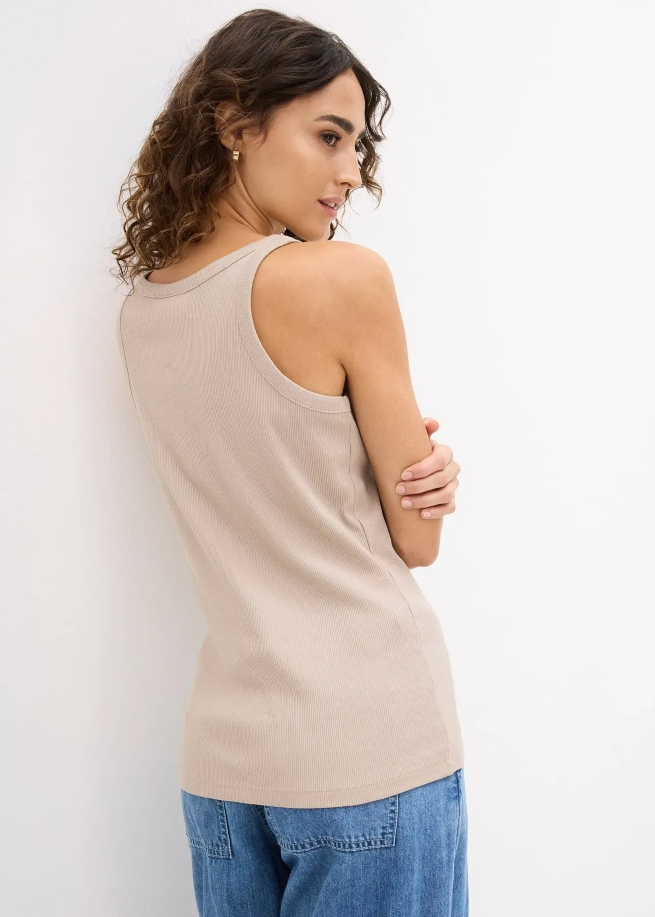 Femme bonprix Tricots De Peau|Basiques|Lot de 2 tops côtelés 100% coton