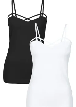 Femme bonprix T-Shirts & Tops|Lot de 2 tops en coton extensible