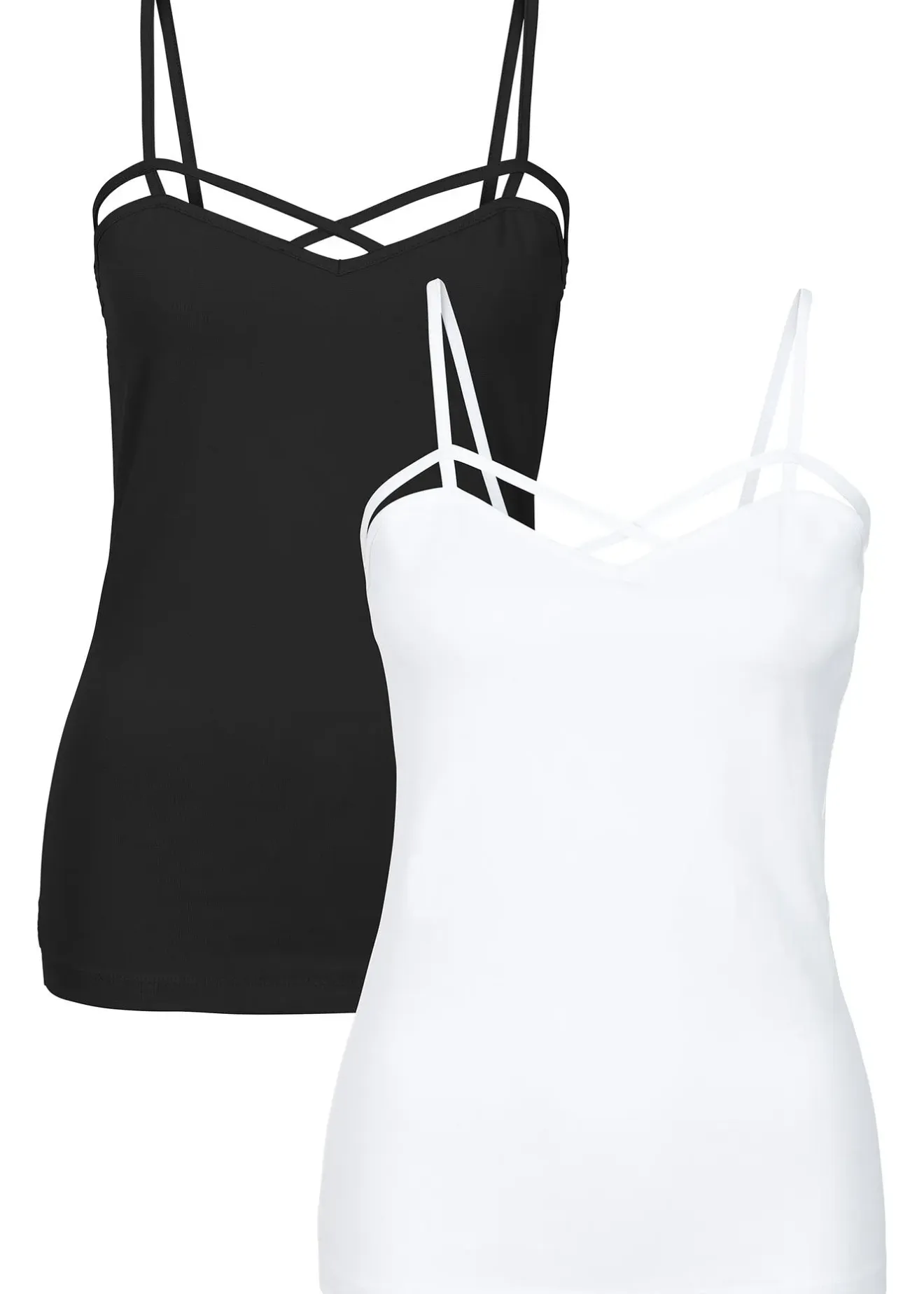 Femme bonprix T-Shirts & Tops|Lot de 2 tops en coton extensible