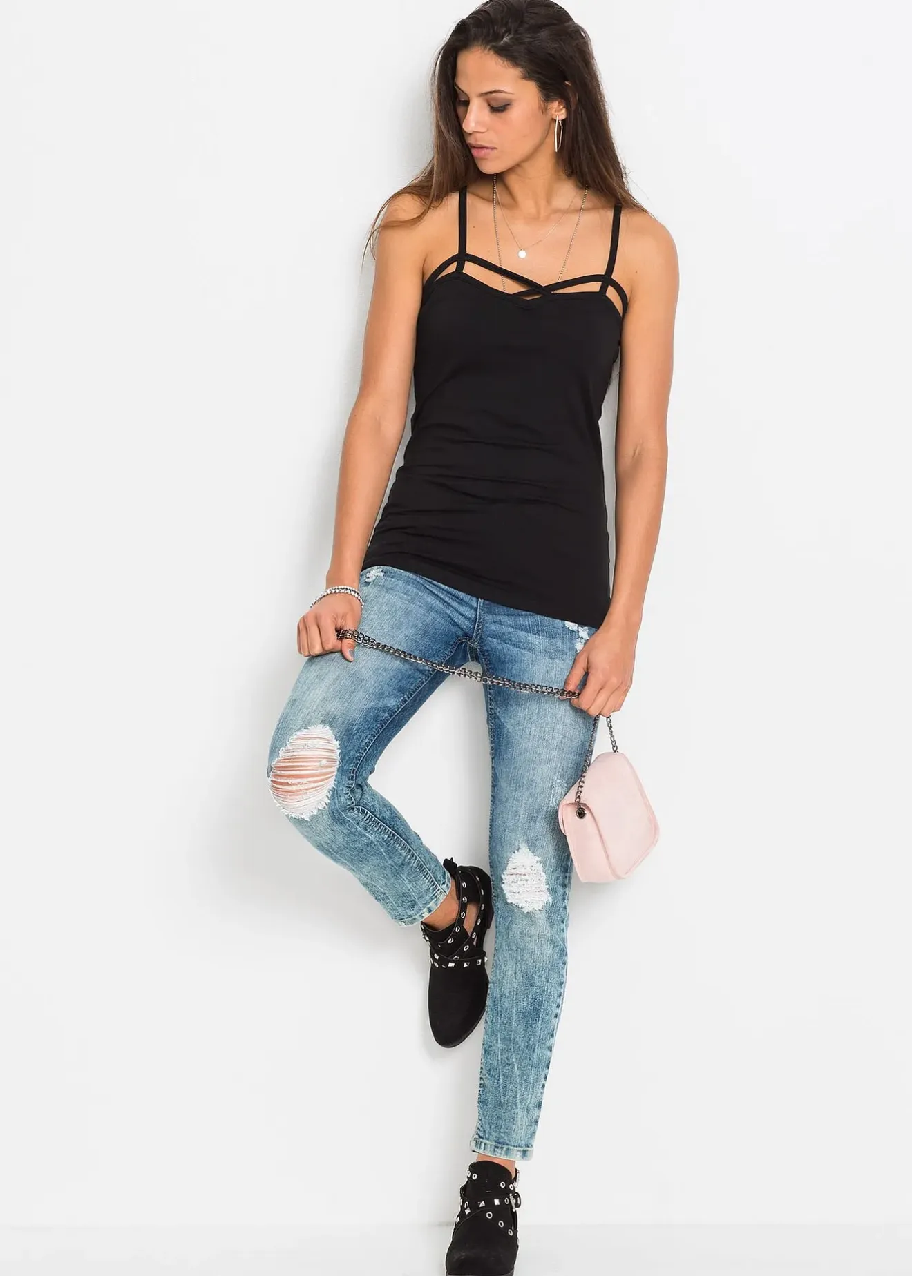 Femme bonprix T-Shirts & Tops|Lot de 2 tops en coton extensible