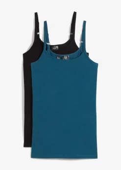 Femme bonprix Tricots De Peau|Basiques|Lot de 2 tops longs coton bretelles spaghetti