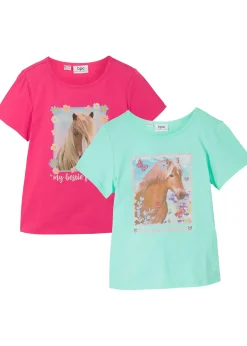 bonprix Lot de 2 T-shirts 100% coton|Enfant Vêtements Enfant|Filles 2-8 Ans·Lot De 2 Articles Et Plus