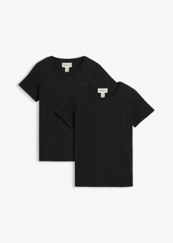 bonprix Lot de 2 T-shirts 100% coton|Femme Basiques|T-Shirts & Tops