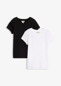 bonprix Lot de 2 T-shirts 100% coton|Femme Basiques|T-Shirts & Tops