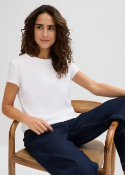 bonprix Lot de 2 T-shirts 100% coton|Femme Basiques|T-Shirts & Tops