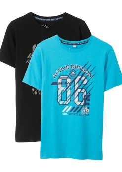 bonprix Lot de 2 T-shirts 100% coton|Enfant Vêtements Enfant|Garçons 9-16 Ans·Lots De 2 Articles Et Plus