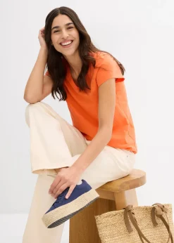 bonprix Lot de 2 T-shirts 100% coton|Femme Basiques|T-Shirts & Tops