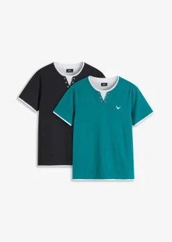 bonprix Lot de 2 T-shirts 2 en 1|Homme T-Shirts & Polos