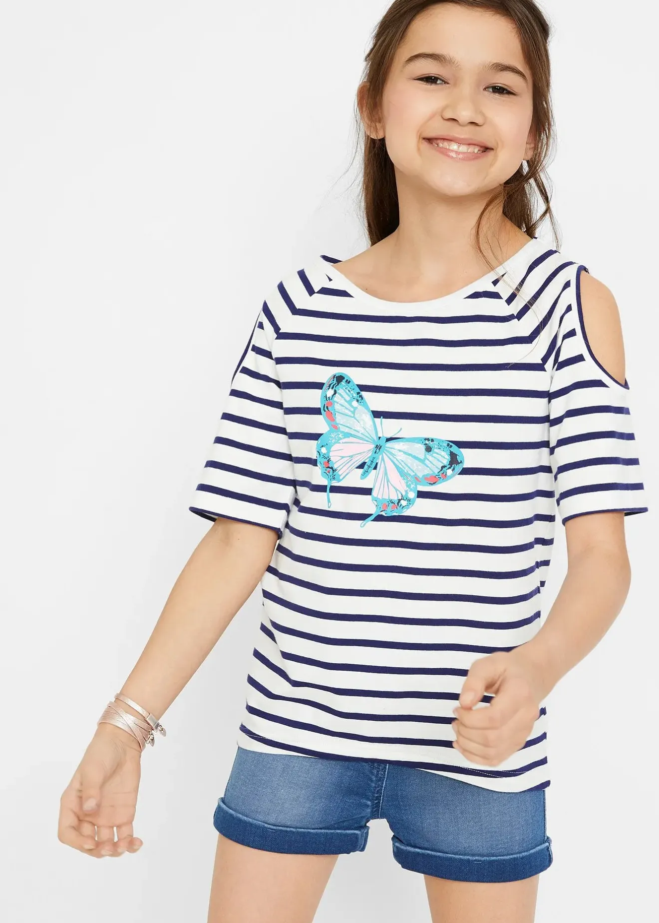 bonprix Lot de 2 T-shirts avec épaules découpées|Enfant Vêtements Enfant|Filles 9-16 Ans·Lot De 2 Articles Et Plus
